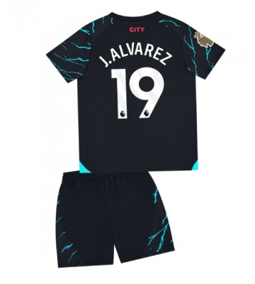 Manchester City Julian Alvarez #19 Koszulka Trzecich Dziecięca 2023-24 Krótki Rękaw (+ Krótkie spodenki)